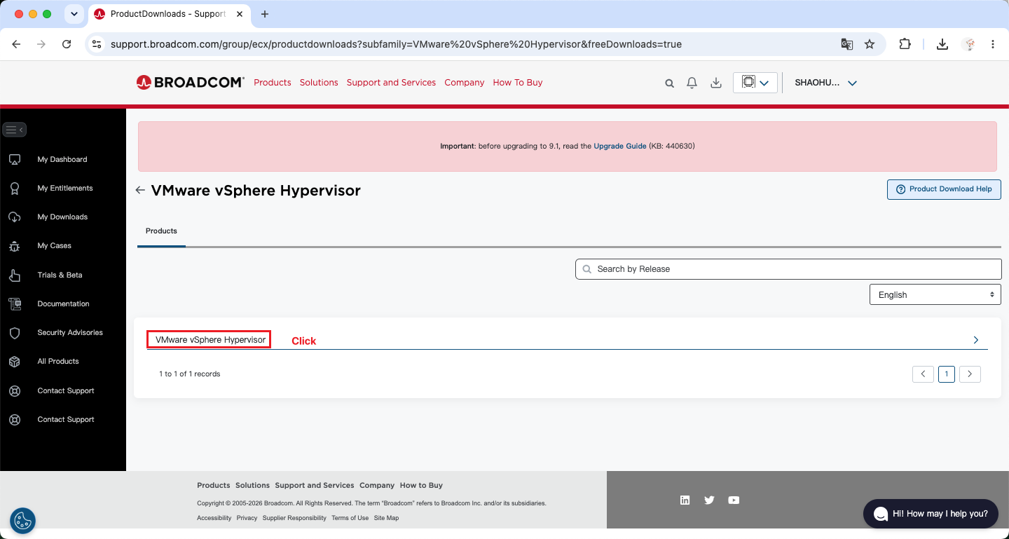 VMware vSphere Hypervisor 产品详情页及 Release 列表