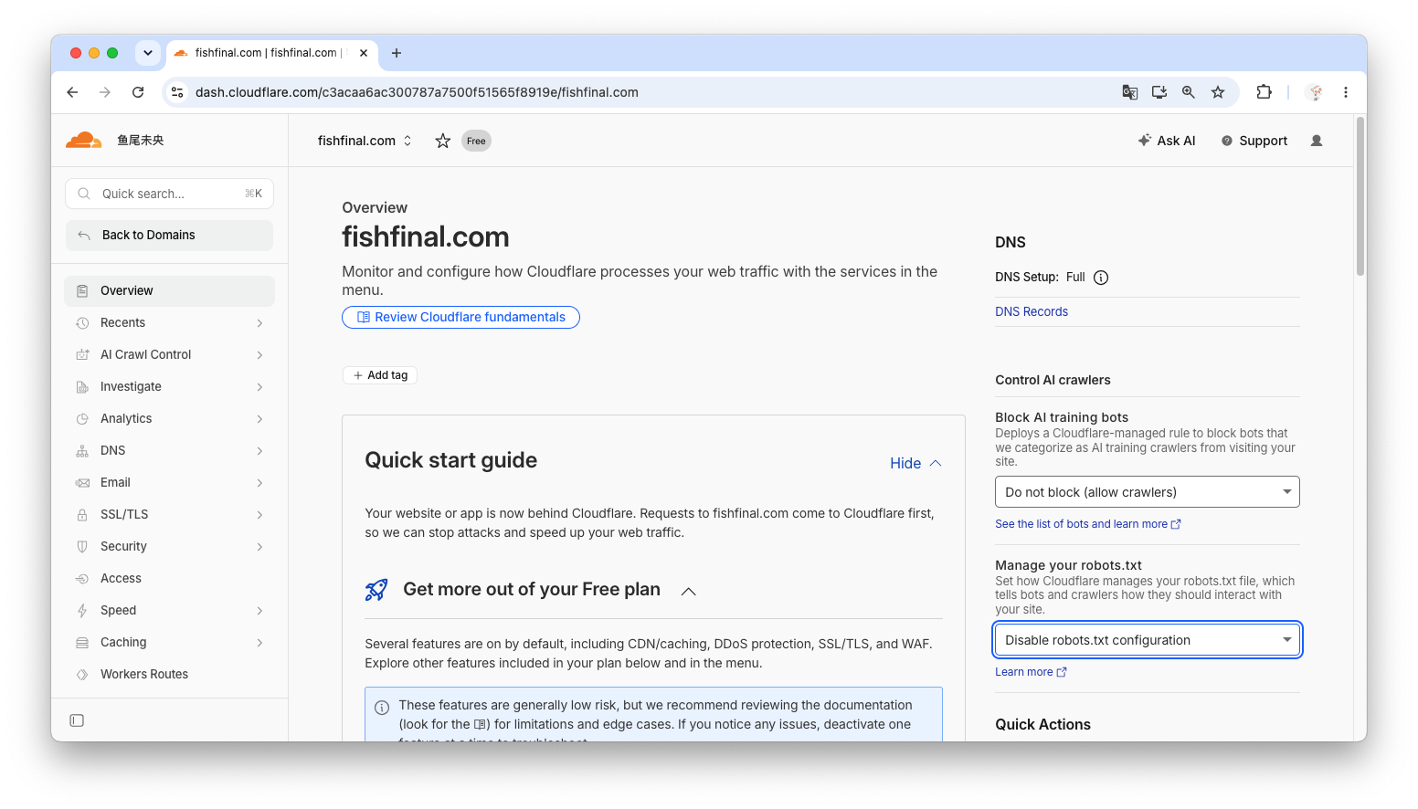 Disable robots.txt configuration 按钮截图