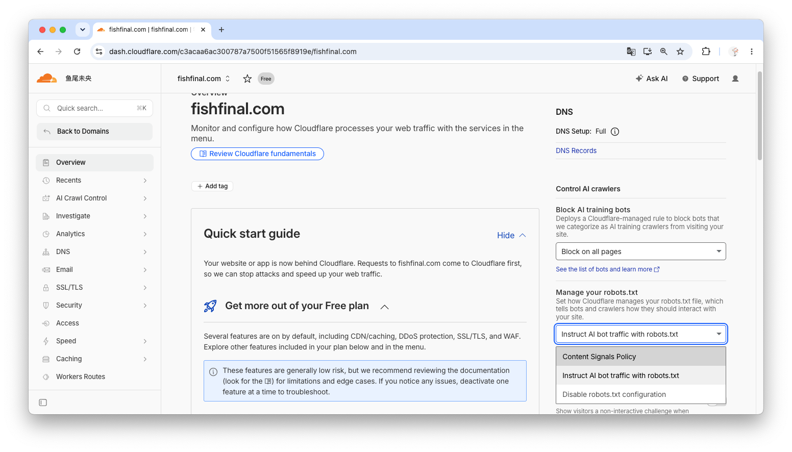 Disable robots.txt configuration 按钮截图
