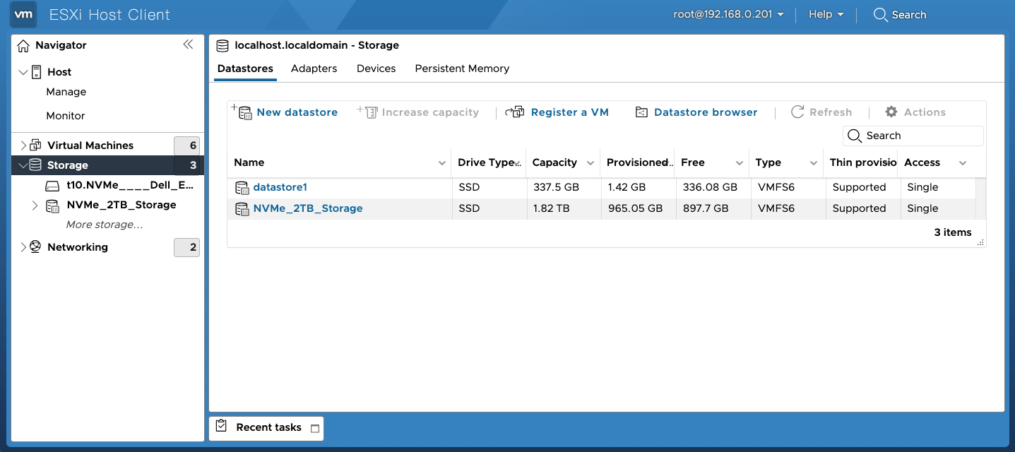 ESXi Host Client 主界面