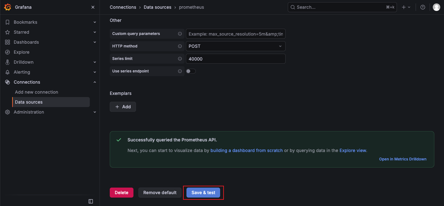 Grafana 数据源配置成功