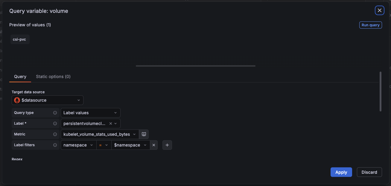 Grafana 变量配置 PVC